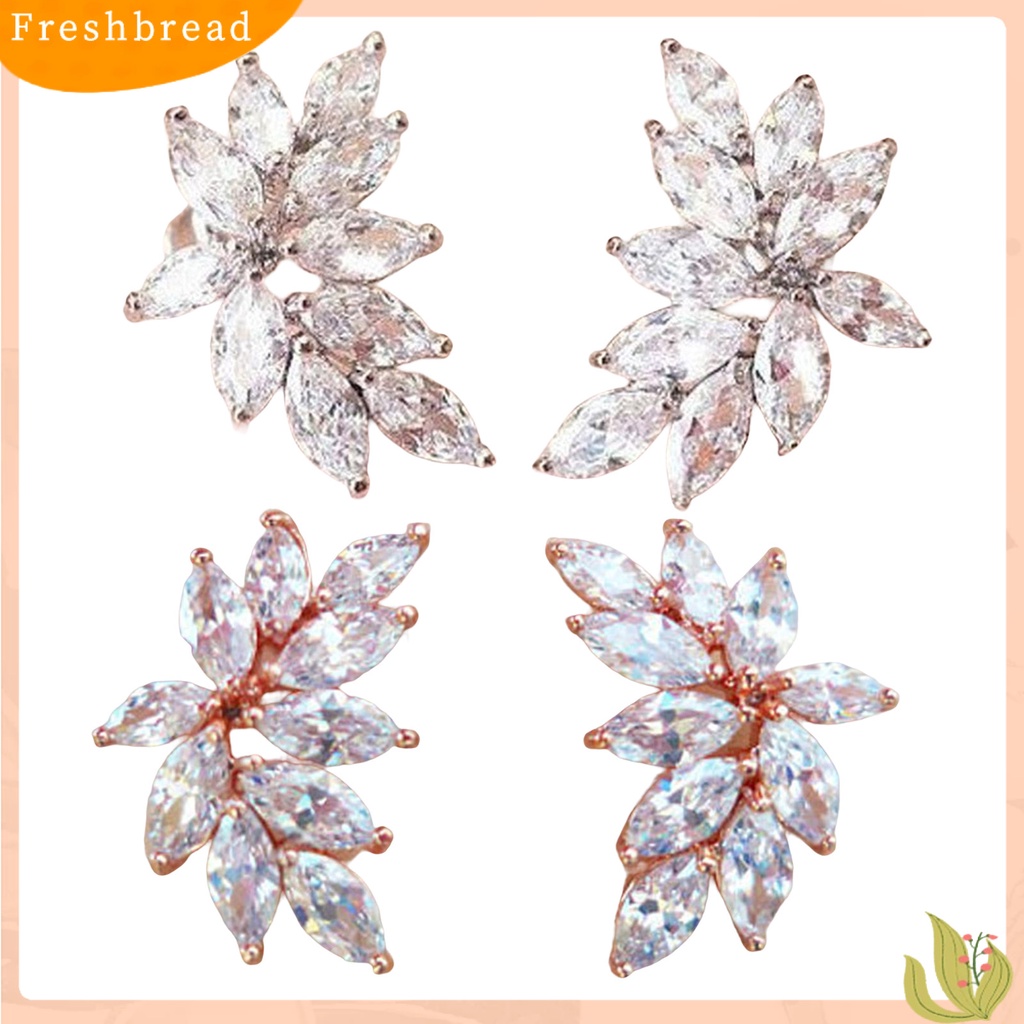 &lt; Freshbread &gt; 1pasang Anting Juntai Anti Alergi Hias Glittery Chic Bentuk Daun Anting Tusuk Untuk Pacaran