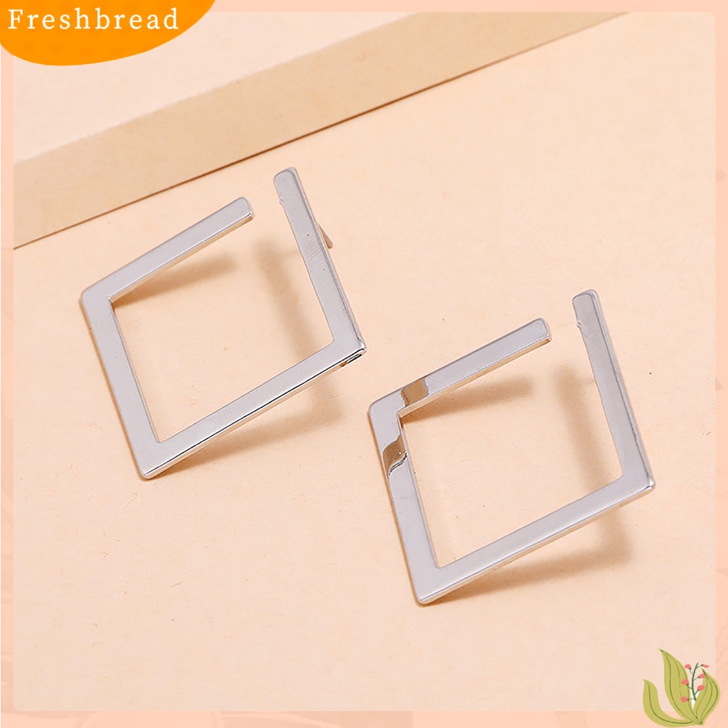 &lt; Freshbread &gt; 1pasang Berlebihan Square Women Earrings Alloy Geometrical Opening Stud Earrings Perhiasan Fashion