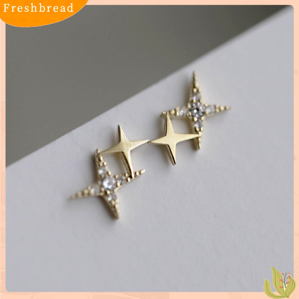 &lt; Freshbread &gt; 1pasang Anting Tusuk Bintang Perhiasan Berlian Imitasi Halus Gaya Korea Ear Studs Untuk Pakaian Sehari-Hari