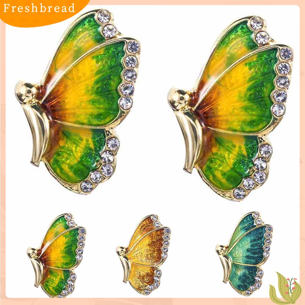 &lt; Freshbread &gt; Fashion Wanita Warna-Warni Kupu-Kupu Berlian Imitasi Enamel Pesona Stud Earrings Jewelry