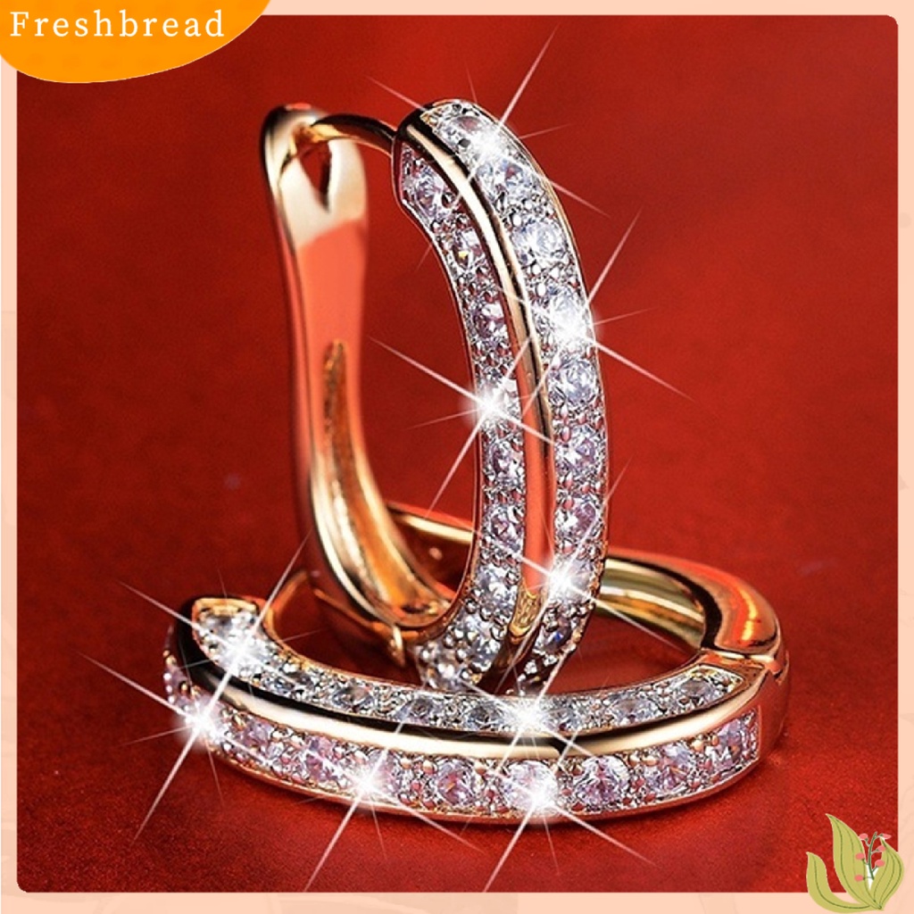 &lt; Freshbread &gt; 1pasang Anting Charm Bentuk Cincin Menarik Anting Huggie Mungil Untuk Wanita