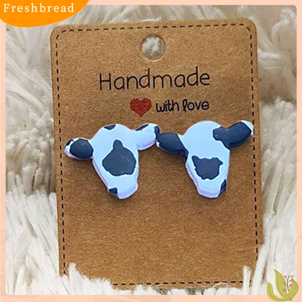 &lt; Freshbread &gt; 1pasang Ear Studs Acrylic Lucu Kecil Padat Kepribadian Hadiah Hypoallergenic Dairy Cow Shape Women Earrings Fashion Jewelry