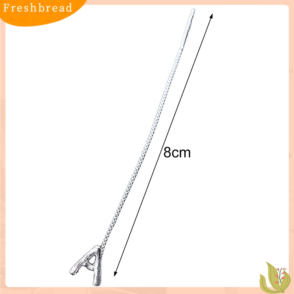 &lt; Freshbread &gt; 1Pc Anting Menjuntai Warna Silver 26huruf Inggris Panjang Rumbai Garis Rantai Gaya Elegan Dekorasi Telinga Perhiasan Tembaga Wanita Anting Menjuntai