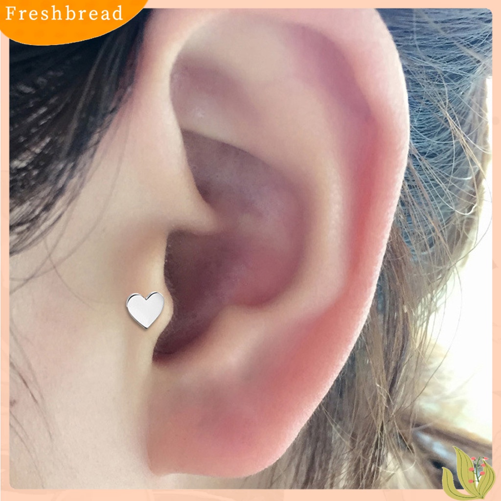 &lt; Freshbread &gt; 1Pc Cartilage Ear Stud Earring Electroplating Geometric Bright Luster Bebas Alergi Nyaman Hadiah Hias Pria Wanita Bentuk Hati Tragus Ear Stud