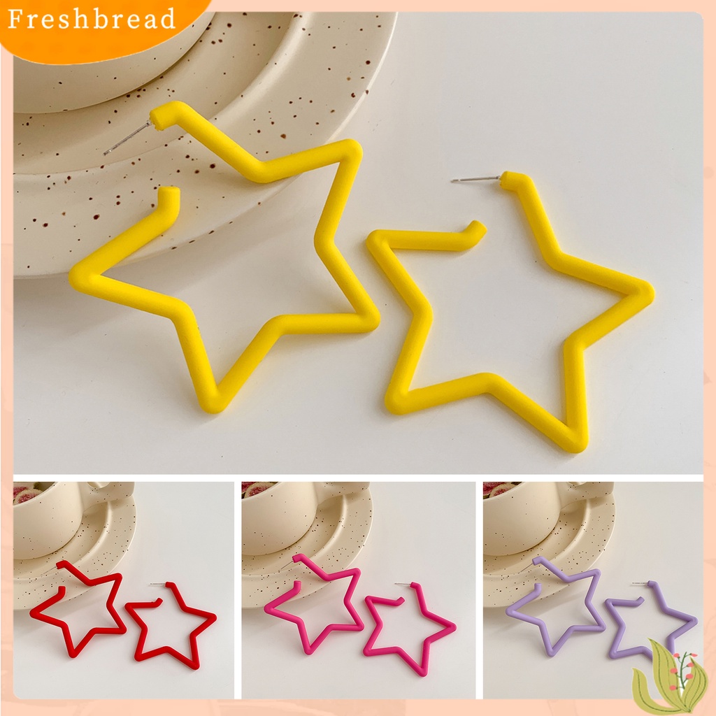 &lt; Freshbread &gt; Wanita Anting Warna Solid Berlebihan Hip Hop Bintang Besar Kokoh Menjuntai Anting-Anting Perhiasan Perempuan