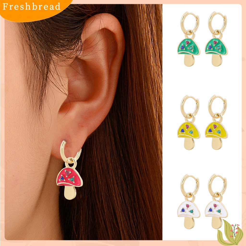 < Freshbread > 1pasang Anting Wanita Menjuntai Perhiasan Lapis Jamur Warna Permen Anting Gesper Telinga Untuk Pesta