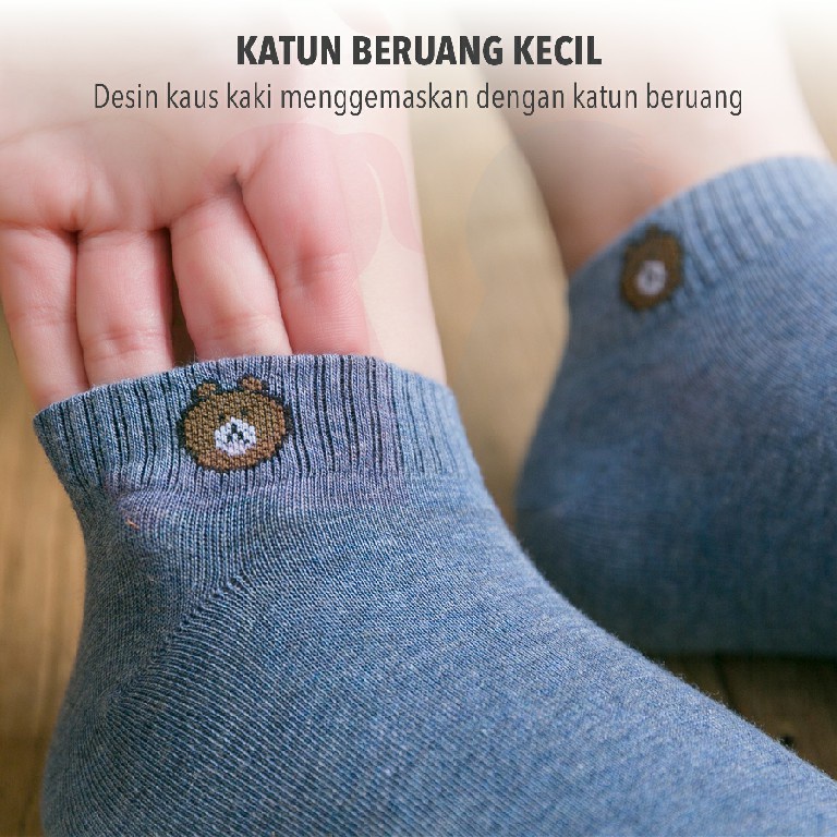 MOMO HOUSE Kaos Kaki Pendek Wanita Kaos Wanita Kaos Kaki Dewasa Wanita Kaos Kaki Dewasa Perempuan Motif Beruang