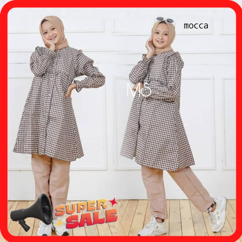 Setelan Tunik Anak Remaja Muslimah Model Ramadhan Trand Korea Terbaru Lebaran 2023 Set Jinani Kekini