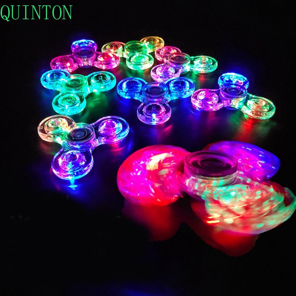 Quinton 1pc Mainan Fidget Spinner Transparan Dengan Lampu Led Glow In The Dark Untuk Anak / Dewasa