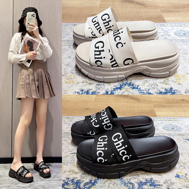 [LC] 1513 Sandal Wanita Wedges 23-6 Ghiee Heel 5cm CHLOE Impor Casual