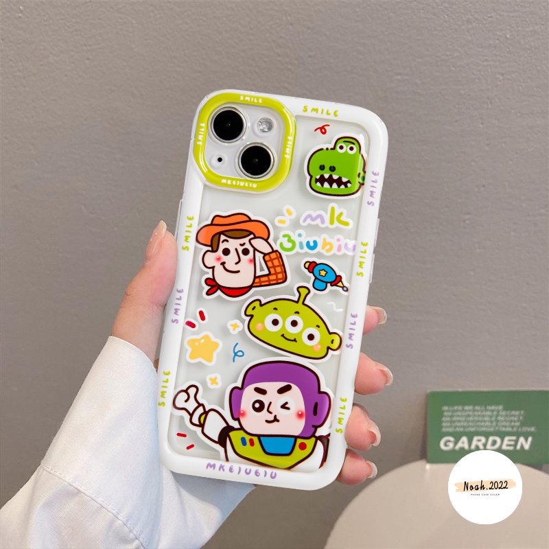 IPHONE Kartun Toy Story Cute Strawberry Bear Manyo Casing Ponsel Kompatibel Untuk Iphone13 11 14 12 Pro MAX 7Plus XR 6S 6 Plus XS X MAX Airbag Shockproof Soft TPU Clear Back Cover