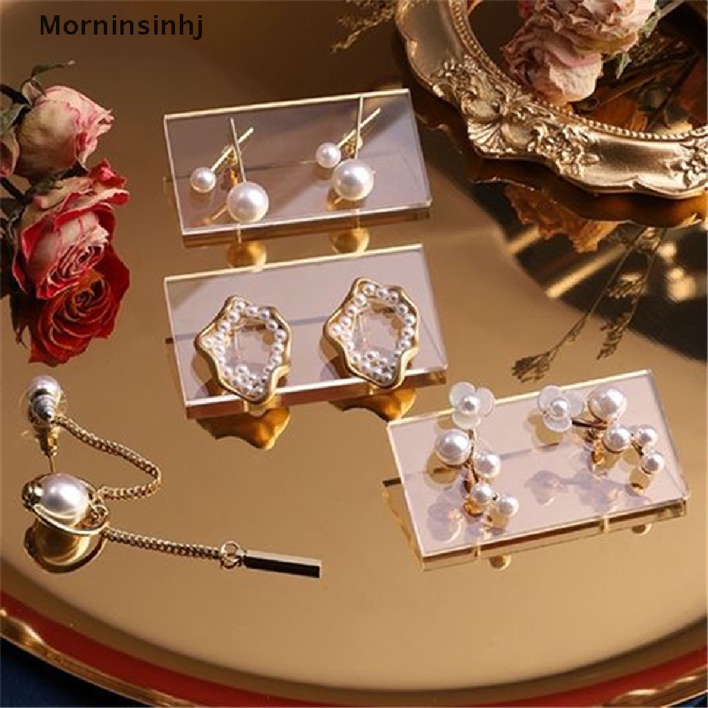 Mornin 10pcs Akrilik Transparan Papan Display Perhiasan Anting Penyimpanan Berdiri DIY Perhiasan Aksesoris id