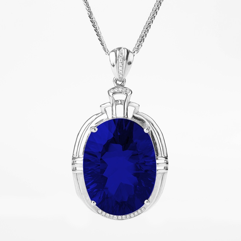 Goldkingdom Aksesoris Perhiasan Fashion Ready Stock Set Kalung Batu Permata Berwarna Dengan Liontin Zirkon Afrika Selatan Batu Permata Berwarna