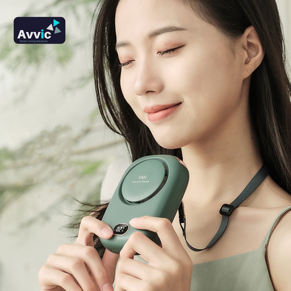 Avvic Kipas Angin Mini Portable Pemium DQ203 Portable Hanging Neck Fan 2000mAh Model Gantung Leher