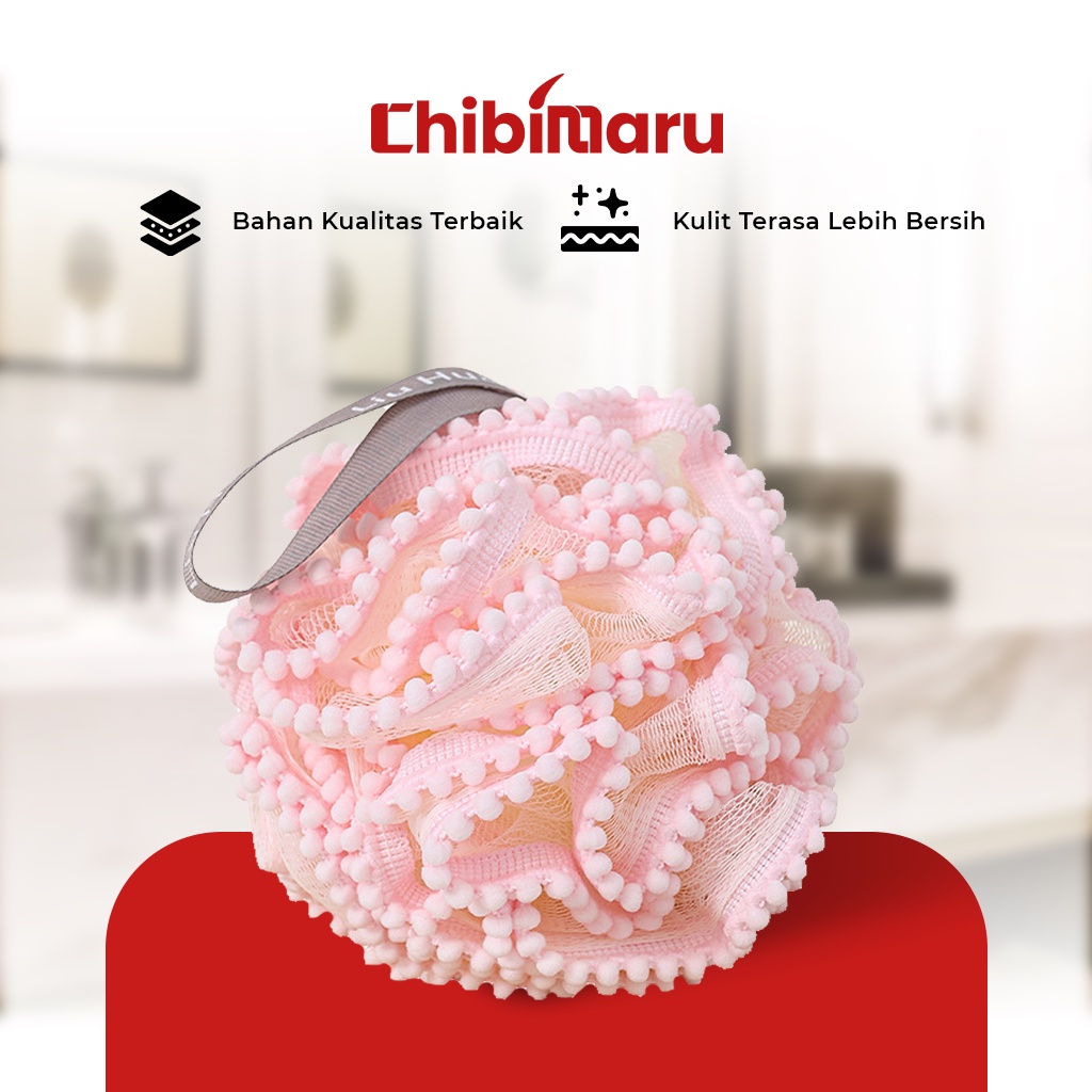 Spons Mandi Mutiara Spons Eksfoliasi Dengan Renda Bulat Bath Sponge