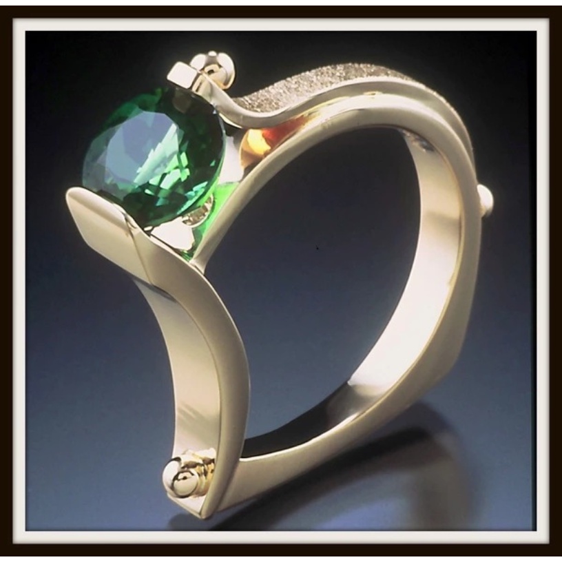 Goldkingdom Aksesoris Perhiasan Fashion Ready Stock Lapis Emas Zamrud Mutiara Cincin Modern Perempuan