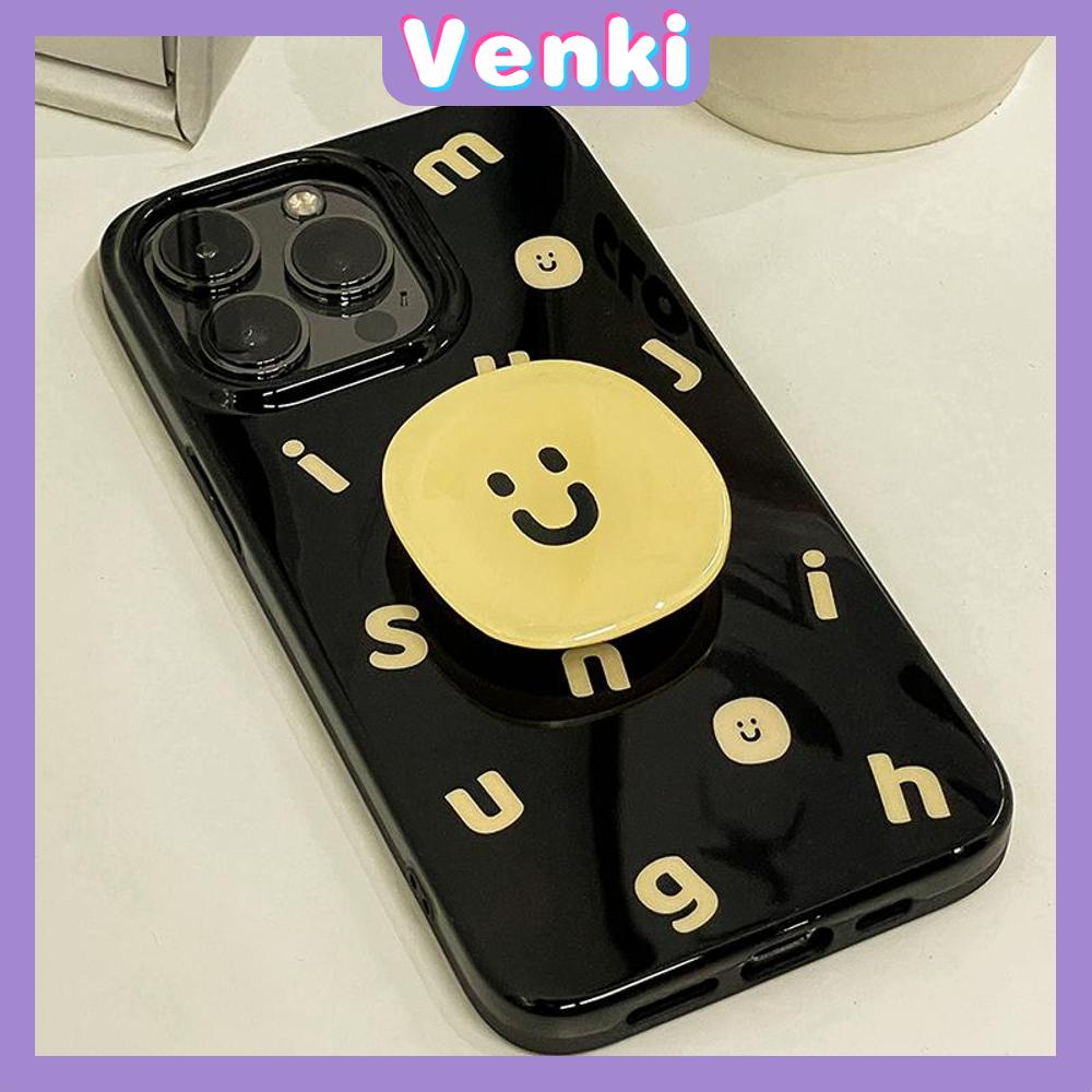 Case for iPhone 11 Soft TPU Glossy Black Candy Case Creative Yellow Letter and Smiley Back Cover Camera Protection Shockproof For iPhone 14 13 12 11 Pro Max 7 8 Plus X XR