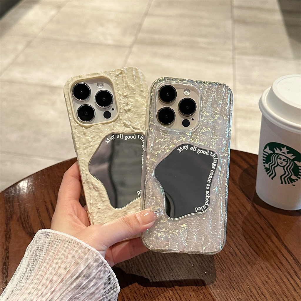 Luxury Creative Shockproof Protection Case iPhone 14 Pro Max Case iPhone 12 13 Pro Max Aesthetic Dengan Cermin Menyenangkan Lucu Pelindung Belakang Keras