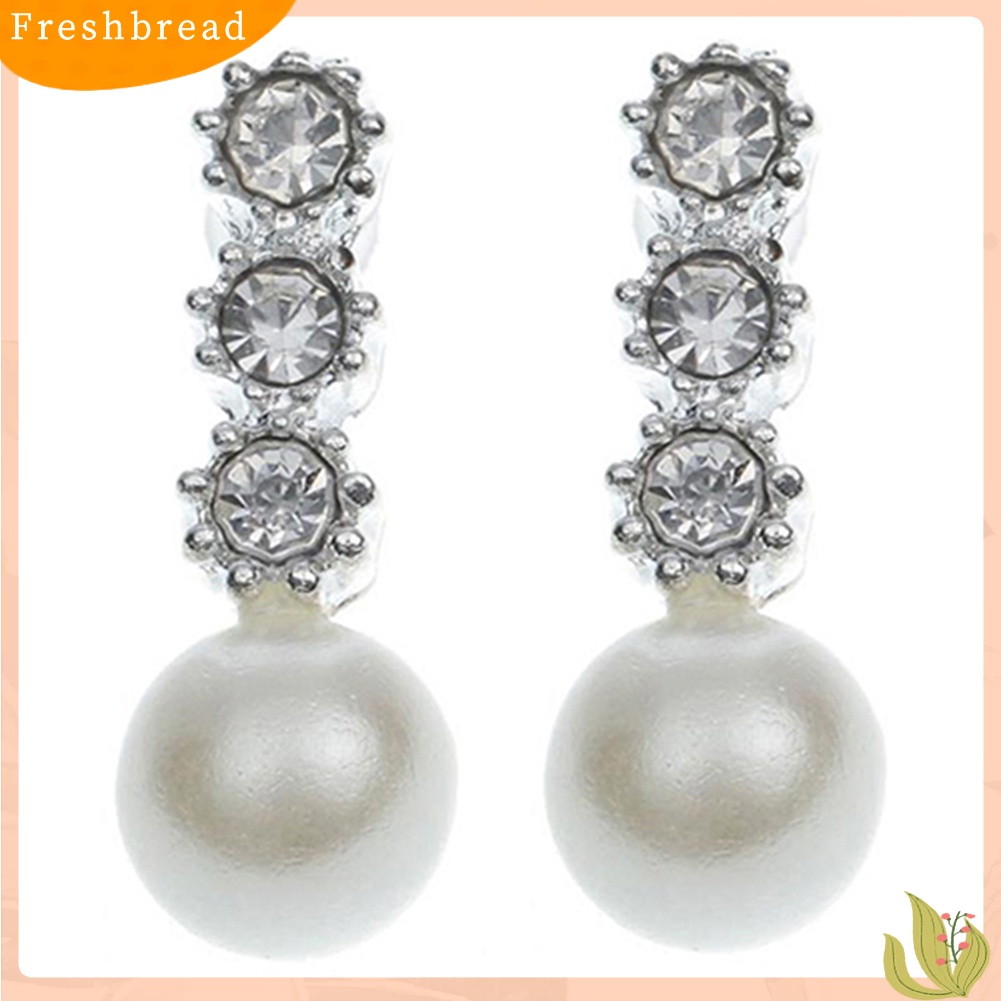 {In Stock} Anting Mutiara Imitasi Wanita Putih Berlian Imitasi Eardrop Ear Studs Perhiasan Pengantin Wanita