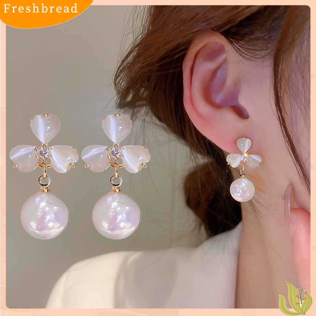 {In Stock} 1pasang Anting Stud Dainty Elegan Temperamen Gaya Perancis Mutiara Imitasi Opal Bunga Wanita Drop Earrings Perhiasan Aksesoris