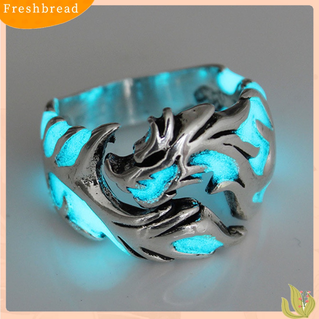 {in Stock} Cincin Pria Bercahaya Glow in The Dark Kepribadian Keren Cincin Naga Terbang Untuk Bar