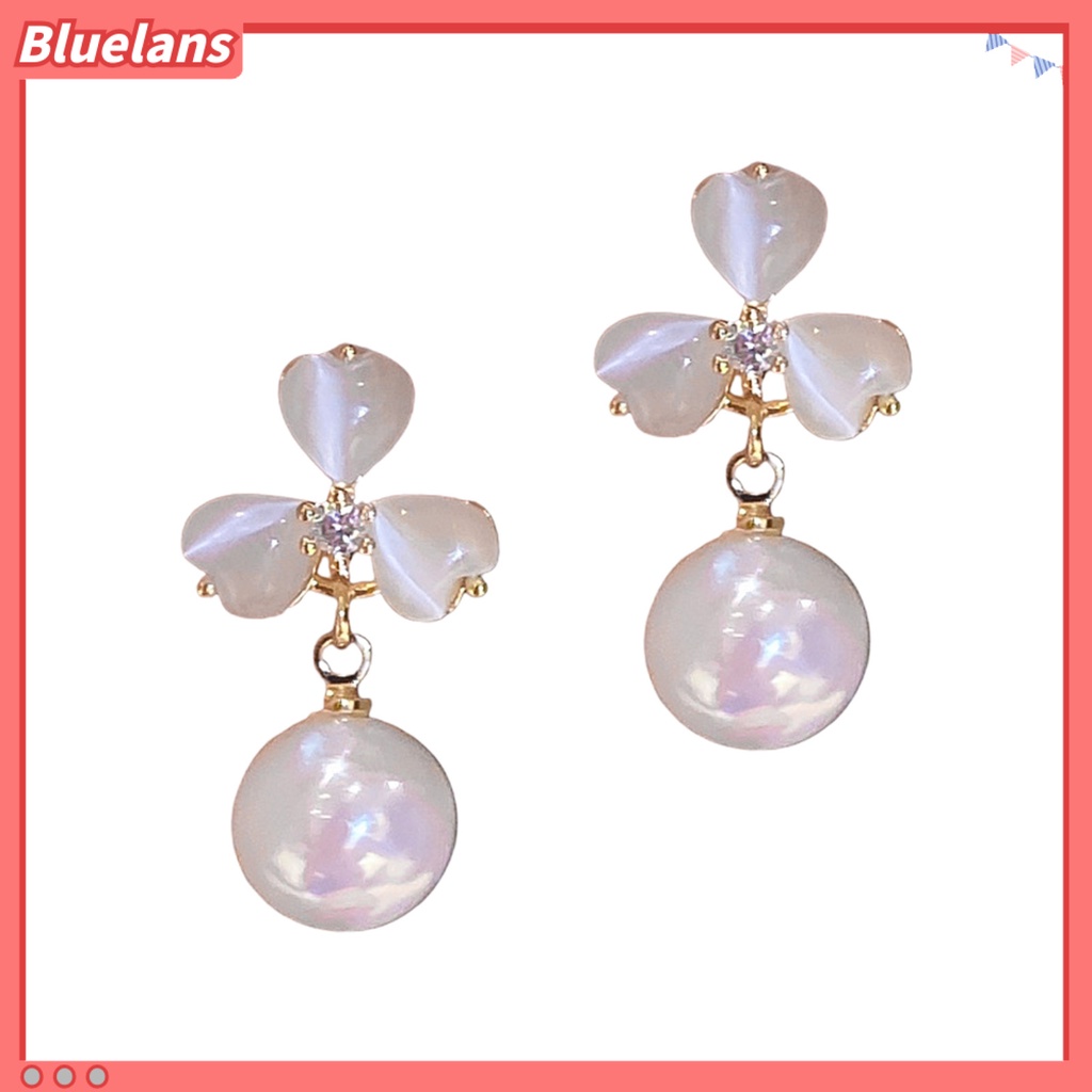 {In Stock} 1pasang Anting Stud Dainty Elegan Temperamen Gaya Perancis Mutiara Imitasi Opal Bunga Wanita Drop Earrings Perhiasan Aksesoris