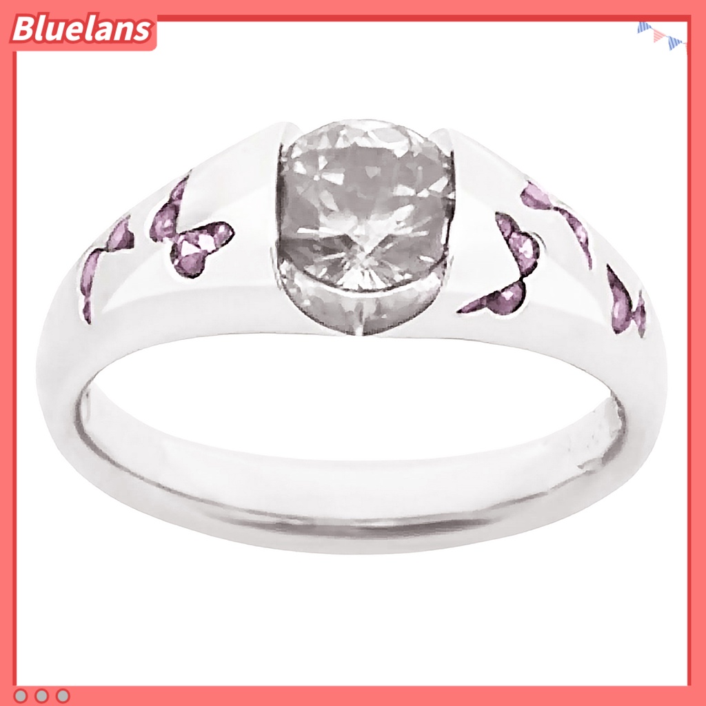 {In Stock} Cincin Motif Kupu-Kupu Aksesoris Perhiasan Alloy Cubic Zirconia Finger Band Untuk Wanita