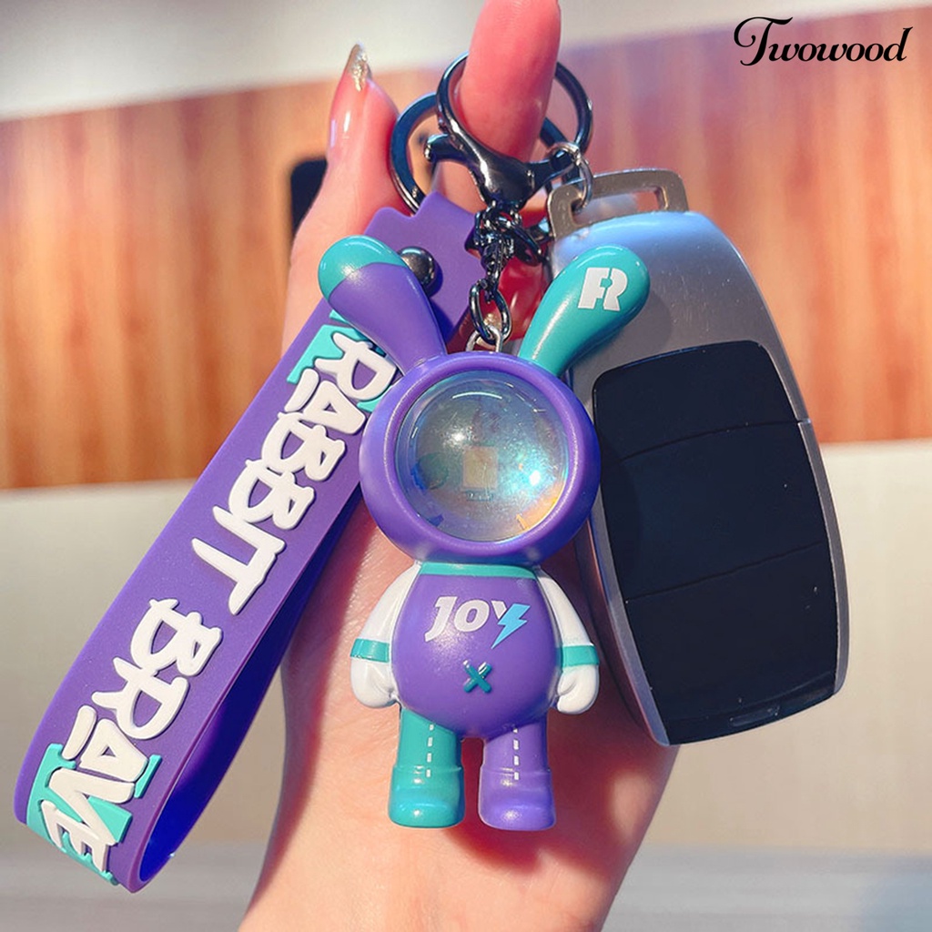 Twowood Gantungan Kunci Desain Kartun Hewan Banyak Digunakan Sunset Lampu Pengerjaan Halus Tas Dekorasi Mudah Dibawa PVC Dream Rabbit Key Holder Car Decor