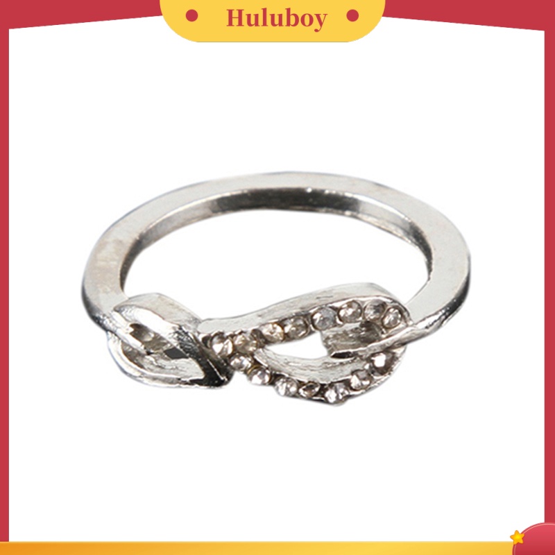 {Ready Stock} Perhiasan Cincin Terbuka Wanita Fashion Berlian Imitasi Dua Daun Untuk Hadiah Pesta Pecinta