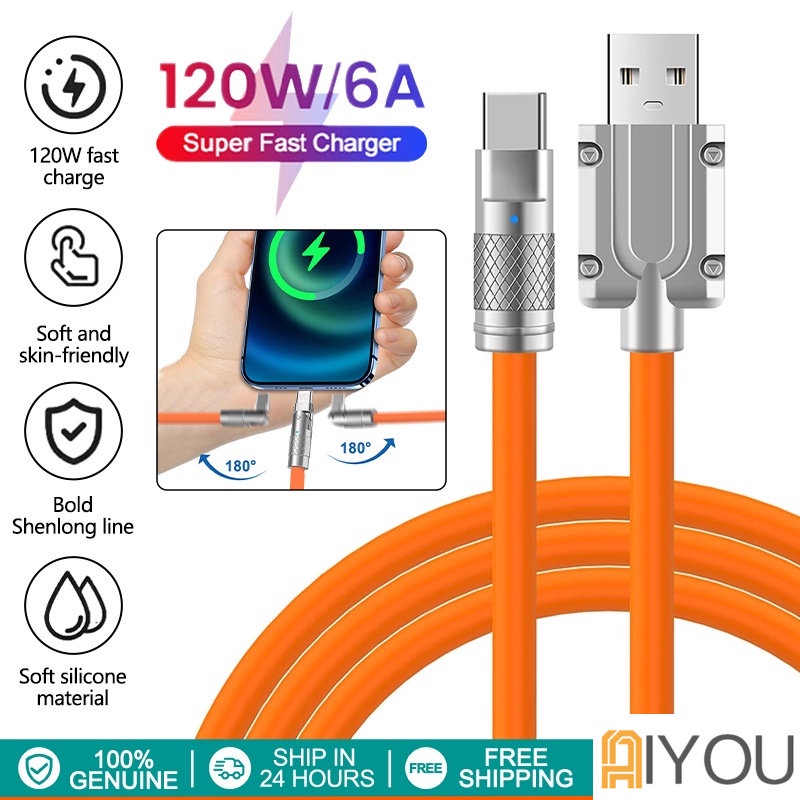 Kabel Data USB MICRO/USB TYPE-C/ USB LIGHTNING 120W Super Fast Charging Cable Durable Silicone Kuat Tahan Lama 1M/2M