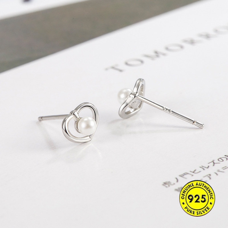 Anting Tusuk Mutiara Shell Hati Untuk Wanita Anting Fashion Sederhana Dan Kompak Berbentuk Hati U1212