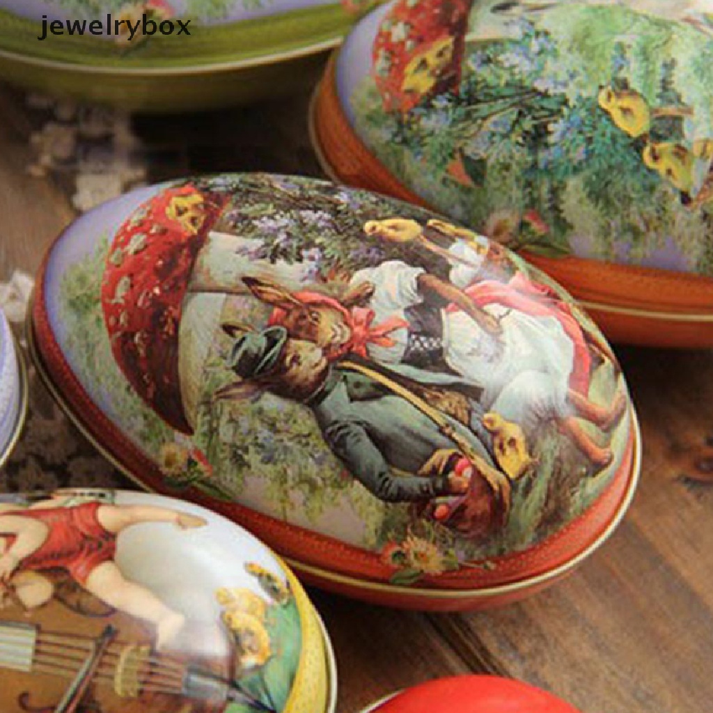 [jewelrybox] Easter Box Candy Tin Tins Boxes Gift Cookie Storage Tinplatelids Telur Toples Butik