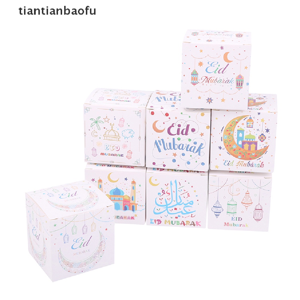 [tiantianbaofu] 5pcs Eid Mubarak DIY Paper Gift Box Candy Box Selamat Idul Fitri Perlengkapan Ramadhan Butik