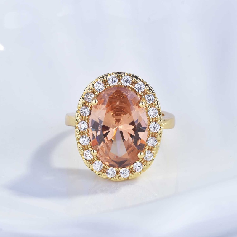 Goldkingdom Aksesoris Perhiasan Fashion Ready Stock Karat Besar Fancy Color Jewel Rings Mewah Berlian Morganite Buka Cincin