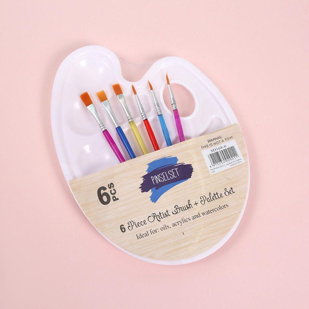 [Elegan] Art Oval Palette Brush Set Portable Anak Menggambar Mewarnai Kuas Guas Siswa Palet Lukisan Minyak