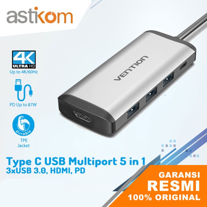 USB Hub Type-C Vention HDMI USB 3.0 PD 87W Adaptor CNBHB