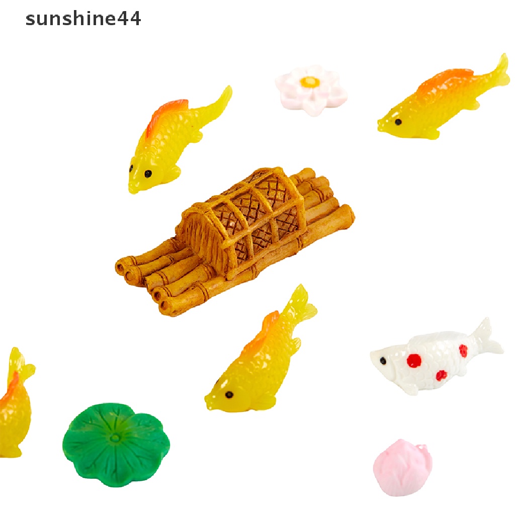 Sunshine Hias Teratai Ikan Warna-Warni DIY Miniatur Ornamen Lanskap Mikro Mini ID