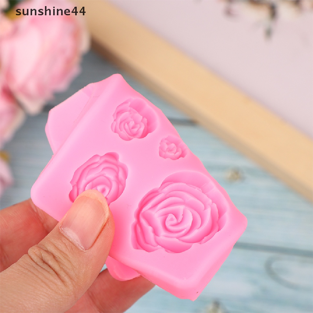 Sunshine 1Pc 7lubang 3D Bunga Mawar Cetakan Silikon Kue DIY Cetakan Coklat Sugarcraft ID