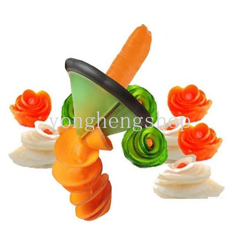 Kreatif Kentang Wortel Spiral Cutter Corong Berbentuk Sayuran Bunga Alat Ukir Buah Melon Lobak Parutan Timun Bunga Pengeriting Slicer Peeler Gadget Dapur