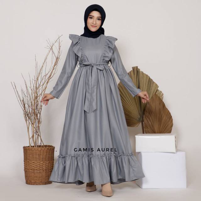 GAMIS KATUN TOYOBO/GAUN/ BAJU MUSLIMAH ANAK & DEWASA "' GAMIS AUREL"' WARNA BIRU ELEKTRIK