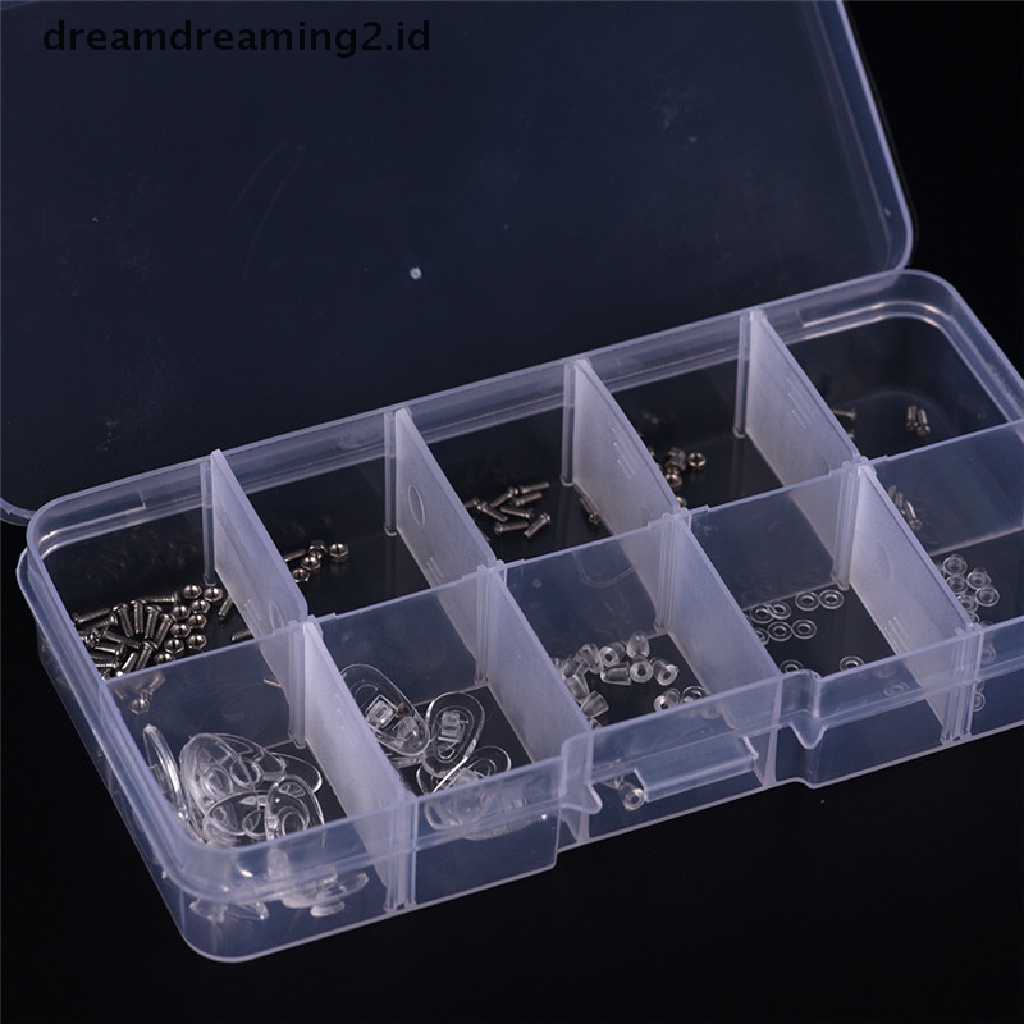 (hot) Screw Nut Nose Pad Set Perbaikan Optik Assortment Sunglass Tool Kit Untuk Kacamata//