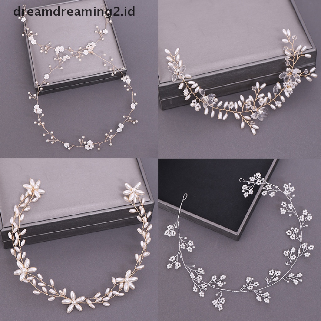(hot) Wanita Bando Mutiara Berlian Imitasi Bunga Headband Pernikahan Aksesoris Rambut Untuk Wanita Bridal Headband Rambut Perhiasan Aksesoris Pernikahan//