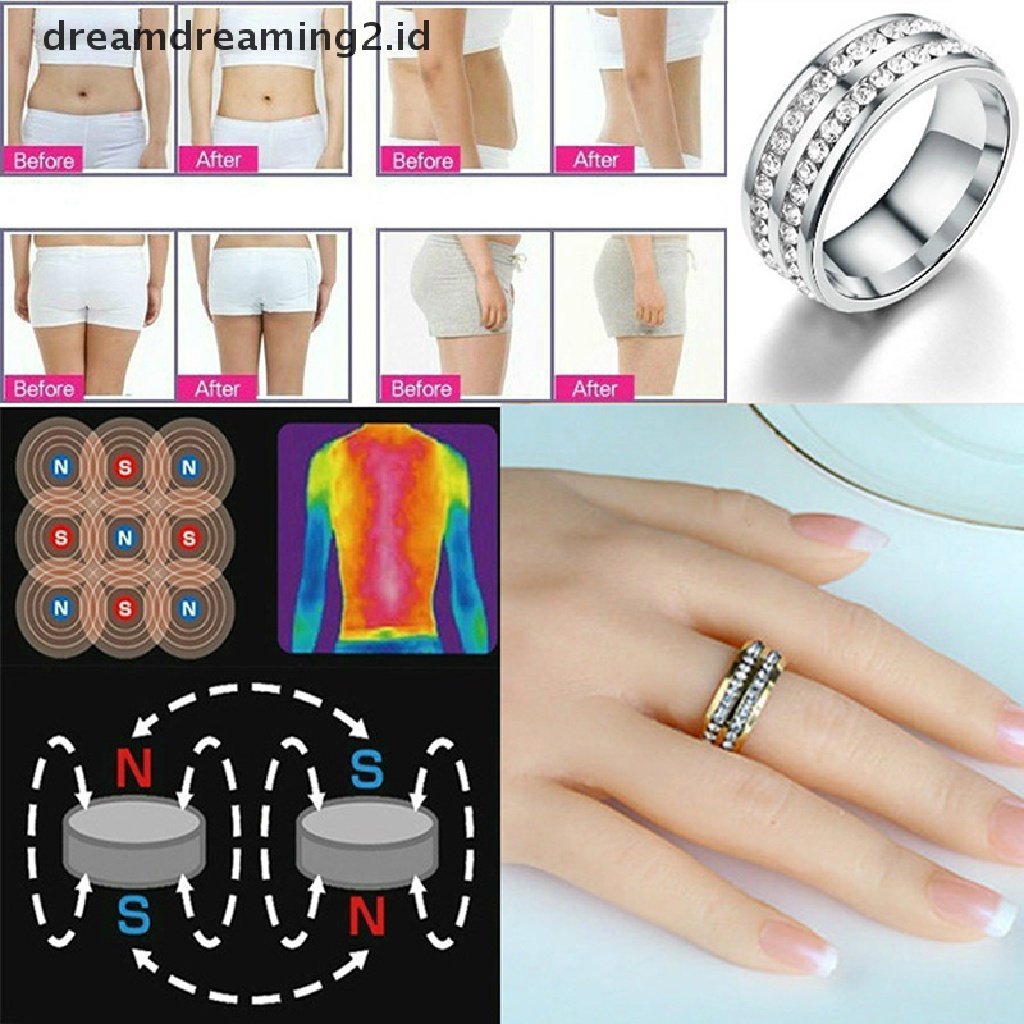 (hot) Penurunan Berat Badan Kristal Berlian Imitasi Cincin Pelangsing Kesehatan Perhiasan Magnetik//