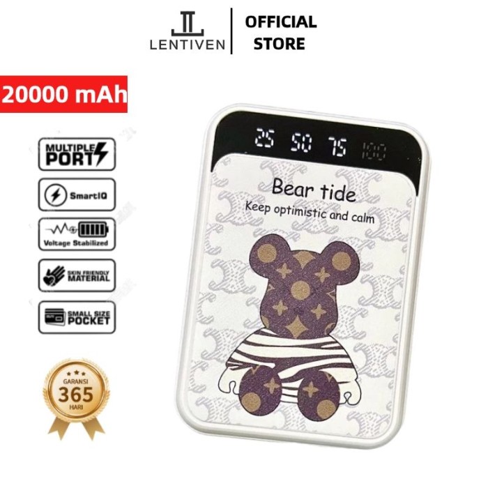 20000MAH CUTE MINI POWERBANK KARTUN MIRROR SCREEN DIGITAL DISPLAY