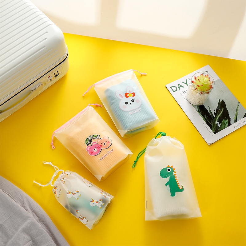 We Flower S/M/L Portabel Lucu Kartun PVC Tas Penyimpanan Serut Kantong Tahan Air Untuk Alat Tulis Perjalanan Rumah Aksesoris Perhiasan Organizer Bags