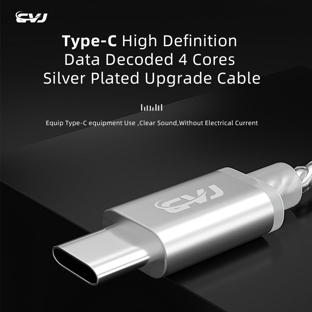 Cvj V5 TYPEC DAC HD-Decoded Lossless Silver-Layer HiFi Kabel Upgrade Dengan Mikrofon MMCX/0.75/0.78 Untuk KZ TRN CCA CSK