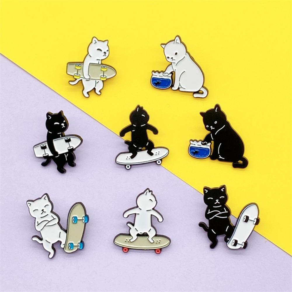 Needway Bentuk Kucing Bros Pesta Vintage Lucu Mewah Hewan Enamel Indah Aksesoris Jas