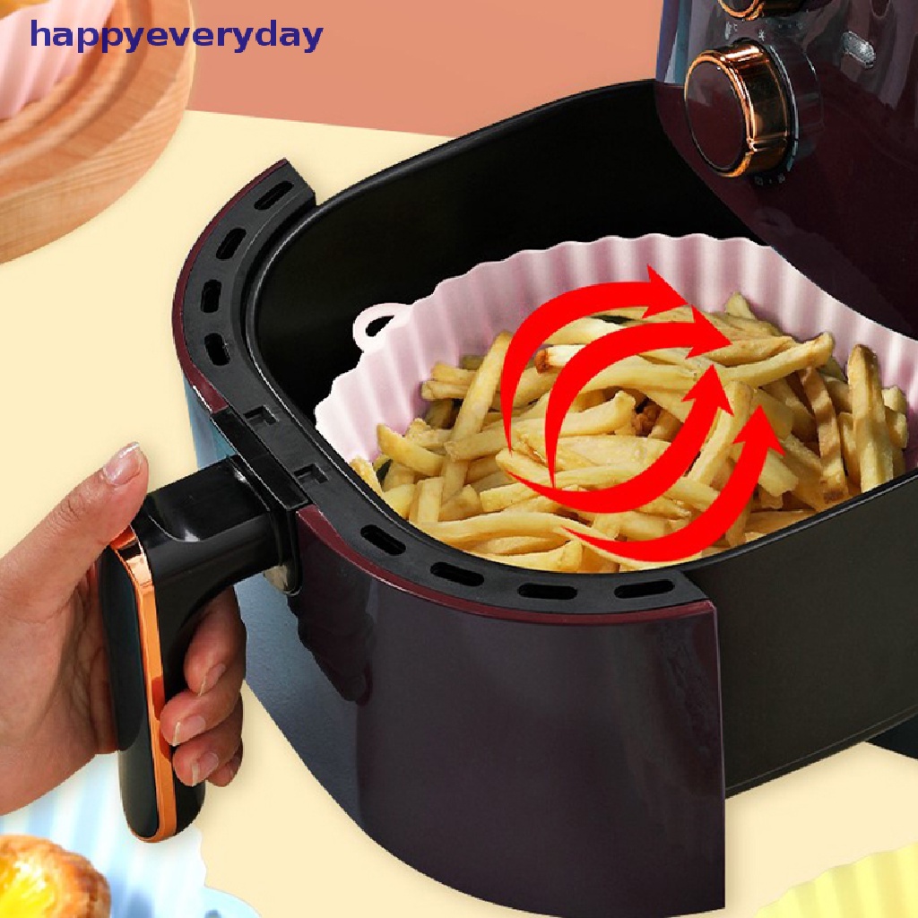 [happy] 21 cm Air Fryers Oven Baking Tray Fried Chicken Basket Mat AirFryer Silikon Pot Bulat Pengganti Grill Pan Aksesoris [ID]