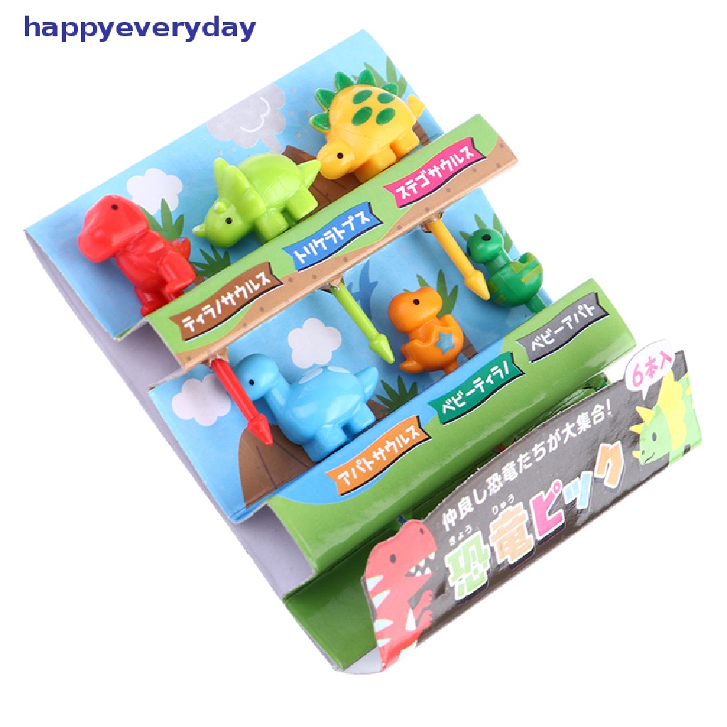 [happy] 6pcs/set Dinosaurus Mini Hewan Kartun Makanan Picks Anak Snack Garpu Buah [ID]