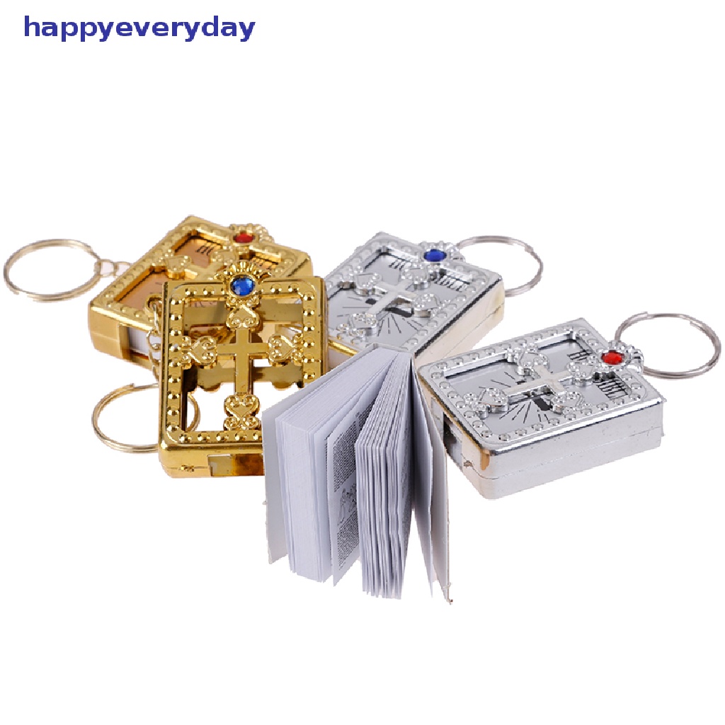 [happy] Gantungan Kunci Kitab Suci Mini Gantungan Kunci Salib Yesus Kristen Religi Keyring [ID]